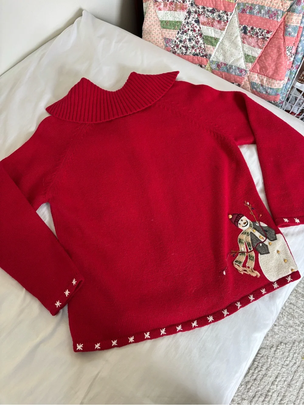 Vintage cottagecore Christmas Snowman Holiday Zip Cardigan Sweater